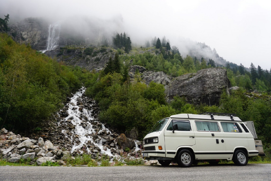 Wasserfall Zillertalstraße VW T3 