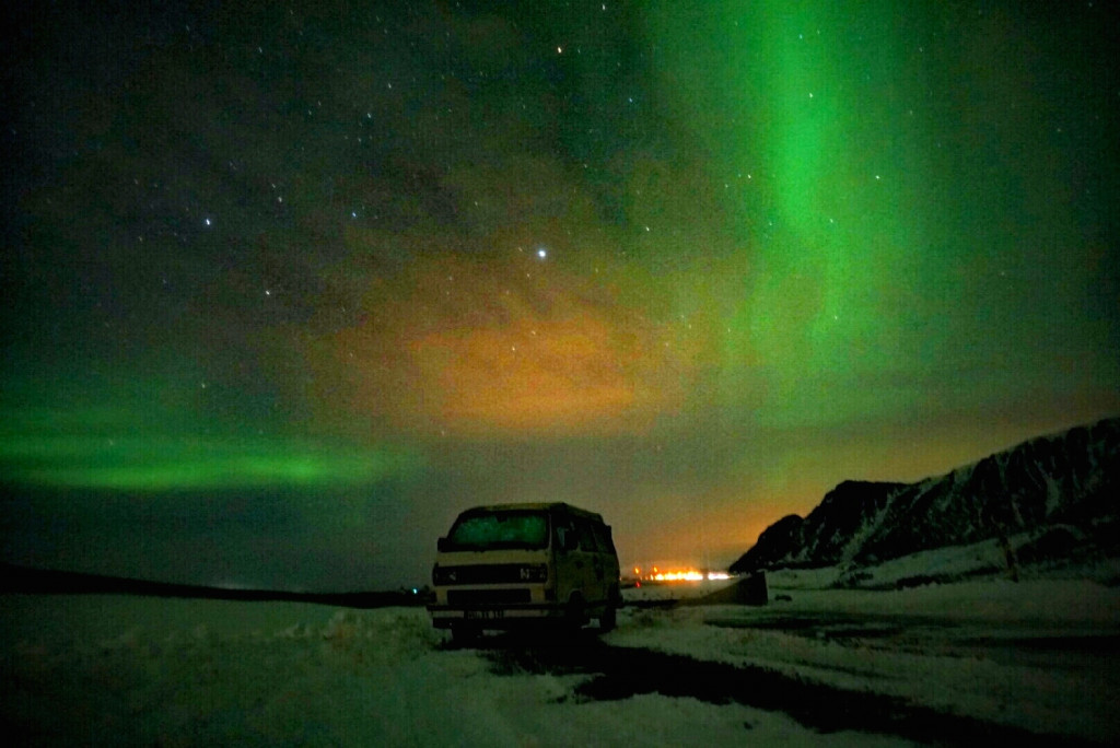 Polarlichter VW T3 Vanlife Norwegen Nordlichter Route